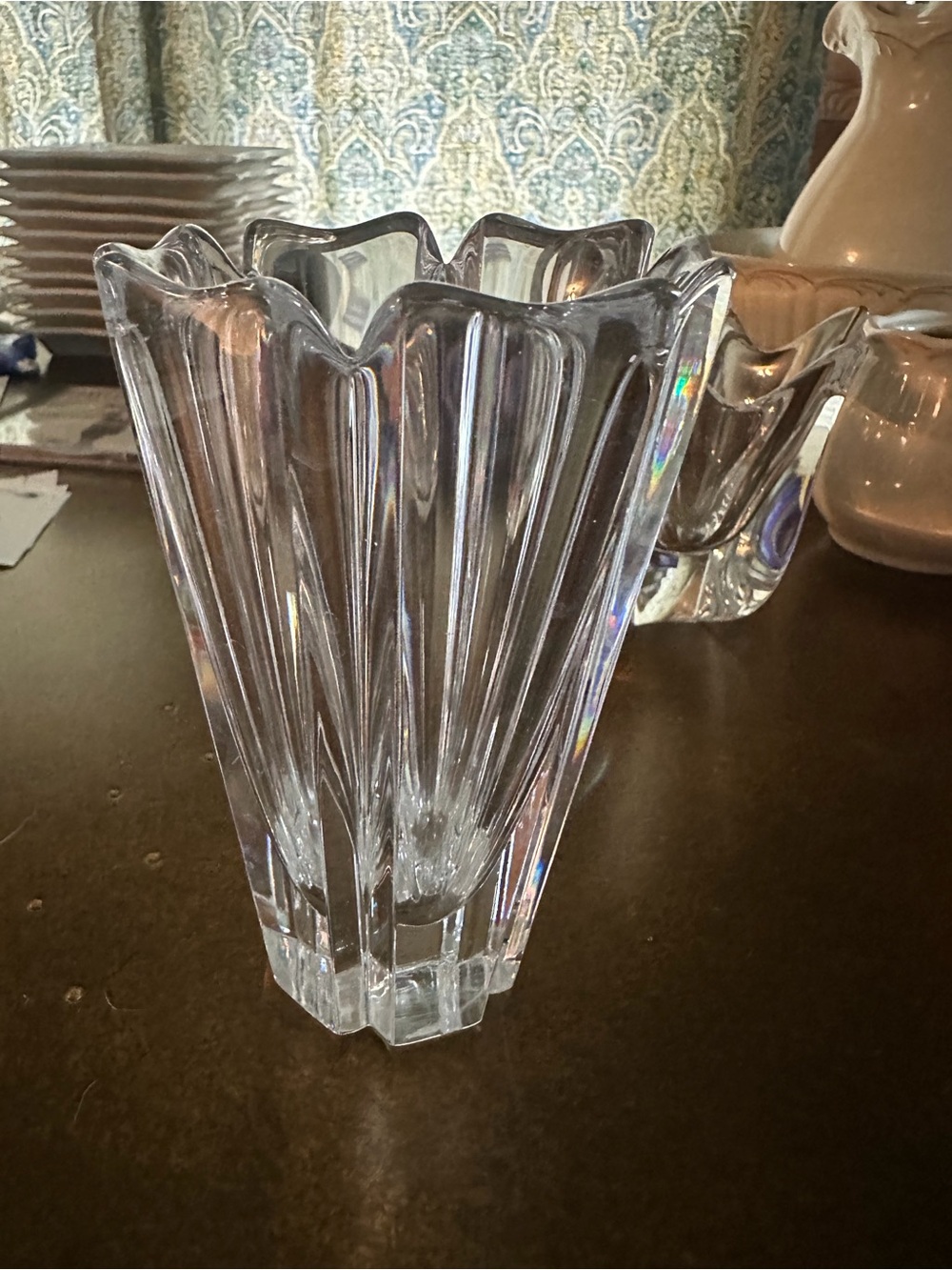 Orrefors Clear Crystal Petal Flower Vase 5.75 Inch